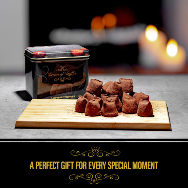 frambozen met chocolade truffels